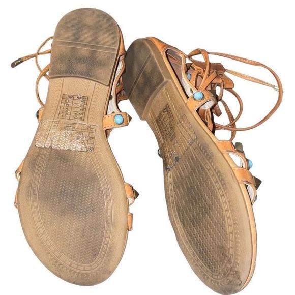 Turquoise & Studded Strappy Sandals - Picture 7 of 7